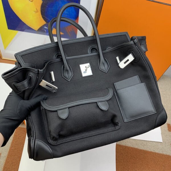 Hermes Birkin Cargo 35 Black, SIlver Toned Hardware Bag For Women, Women’s Handbags, Shoulder Bags 13.8in/35cm - Image 4