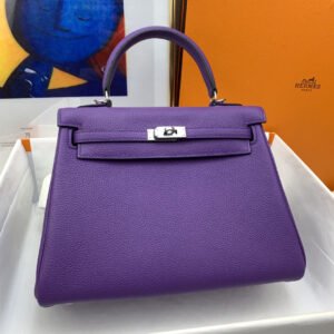 Hermes Kelly 25 Retourne Togo Purple Bag For Women, Women’s Handbags, Shoulder Bags 10in/25cm