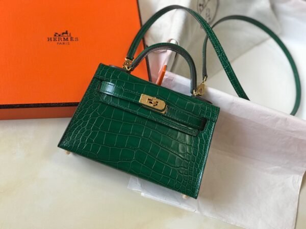 Hermes Mini Kelly 19 Green Crocodile Bag For Women, Women’s Handbags, Shoulder Bags 7.5in/19cm