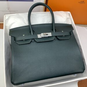 Hermes Birkin Nata Swift Dark Green For Women Silver Toned Hardware 11.8in/30cm