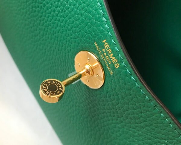 Hermes Lindy Mini Clemence Bag Green For Women, Women’s Handbags, Shoulder And Crossbody Bags 7.5in/19cm - Image 4