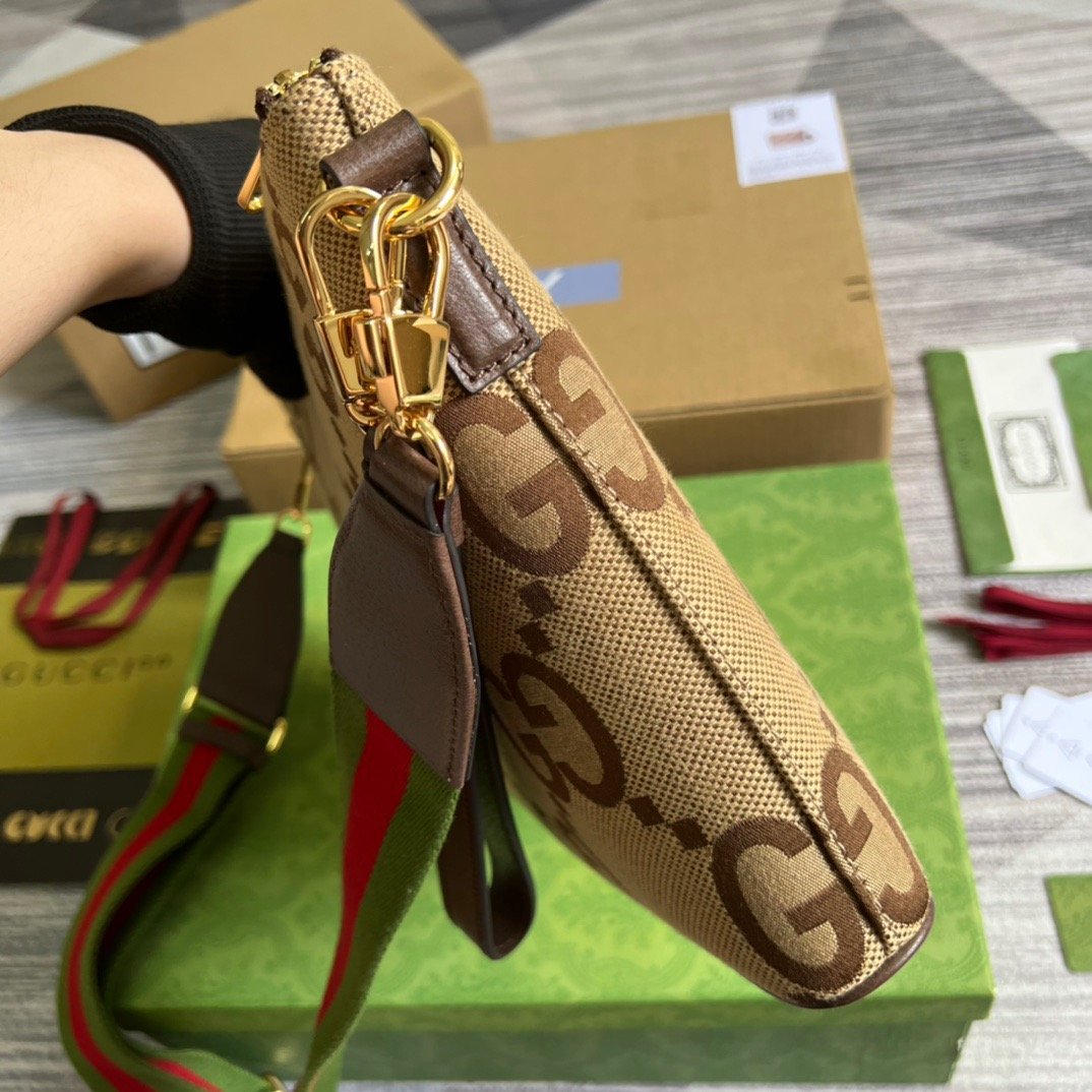 Gucci Jumbo GG Messenger Bag Camel And Ebony Jumbo GG Canvas For Women 9.6in/24.5cm - Image 3