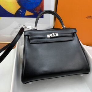 Hermes Kelly 25 Black Bag For Women, Women’s Handbags, Shoulder Bags 10in/25cm