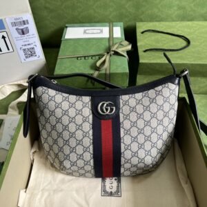 Gucci Ophidia GG Small Shoulder Bag Beige And Blue GG Supreme Canvas For Women 12in/30cm