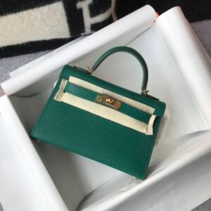 Hermes Kelly 19 Green With Gold Toned Hardware Bag For Women, Women’s Handbags, Shoulder Bags 7.5in/19cm