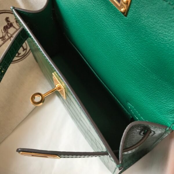 Hermes Mini Kelly 19 Green Crocodile Bag For Women, Women’s Handbags, Shoulder Bags 7.5in/19cm - Image 2
