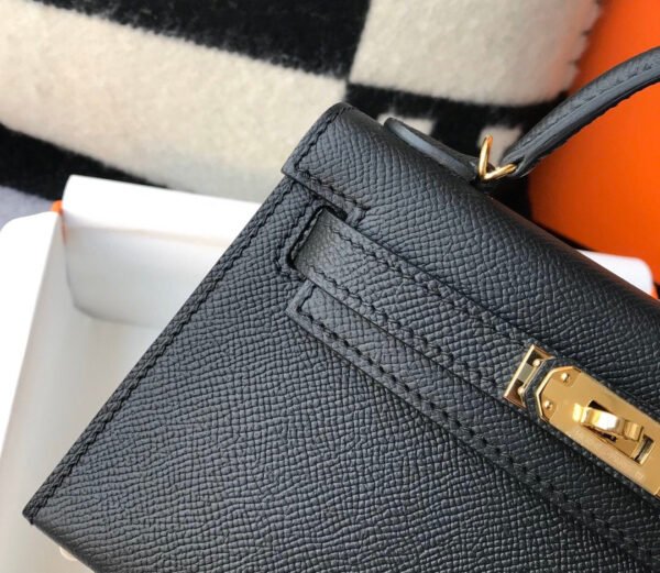Hermes Mini Kelly 19 Sellier Epsom Black Bag For Women, Women’s Handbags, Shoulder Bags 7.5in/19cm - Image 7