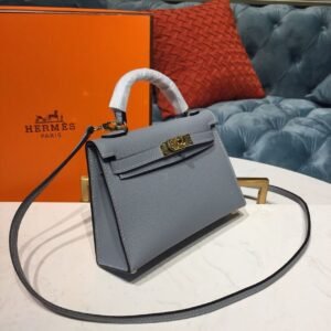 Hermes Mini Kelly Light Blue For Women Gold Toned Hardware 7.5in/19cm