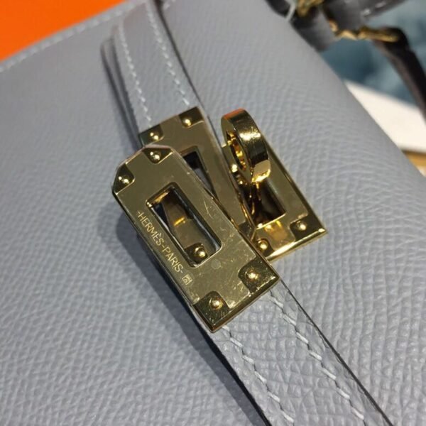 Hermes Mini Kelly Light Blue For Women Gold Toned Hardware 7.5in/19cm - Image 7