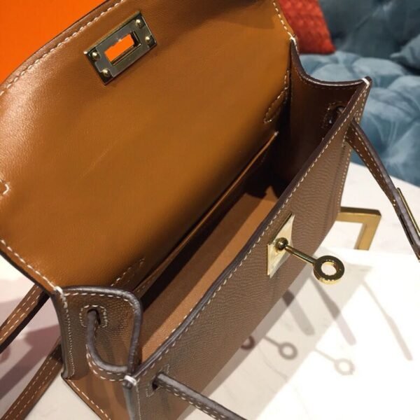 Hermes Mini Kelly Gold For Women Gold Toned Hardware 7.5in/19cm - Image 9