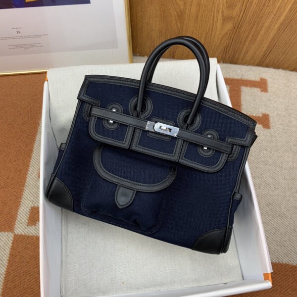 Hermes Birkin Cargo 25 Dark Blue, SIlver Toned Hardware Bag For Women, Women’s Handbags, Shoulder Bags 9.8in/25cm - Image 7