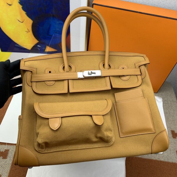 Hermes Birkin Cargo 35 Beige, Silver Toned Hardware Bag For Women, Women’s Handbags, Shoulder Bags 13.8in/35cm - Image 9