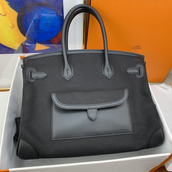 Hermes Birkin Cargo 35 Black, SIlver Toned Hardware Bag For Women, Women’s Handbags, Shoulder Bags 13.8in/35cm - Image 7