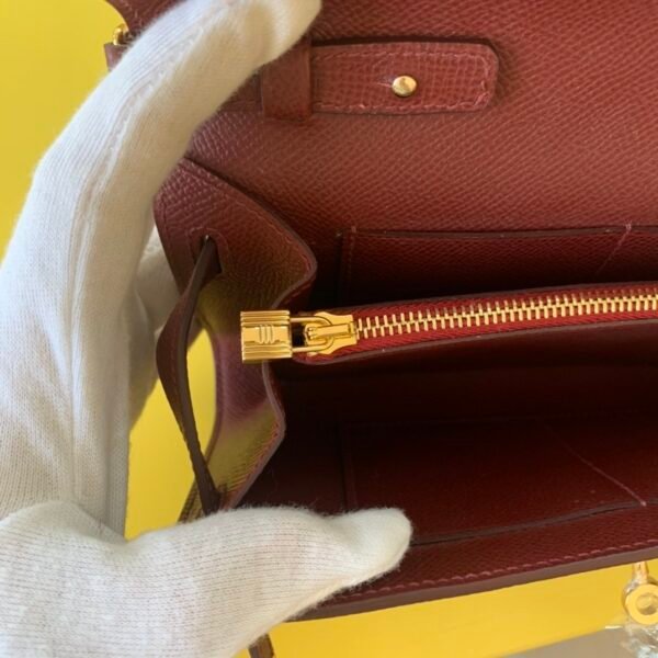 Hermes Kelly Wallet To Go Woc Epsom Wine For Women, Women’s Wallet 8.3in/21cm - Image 4