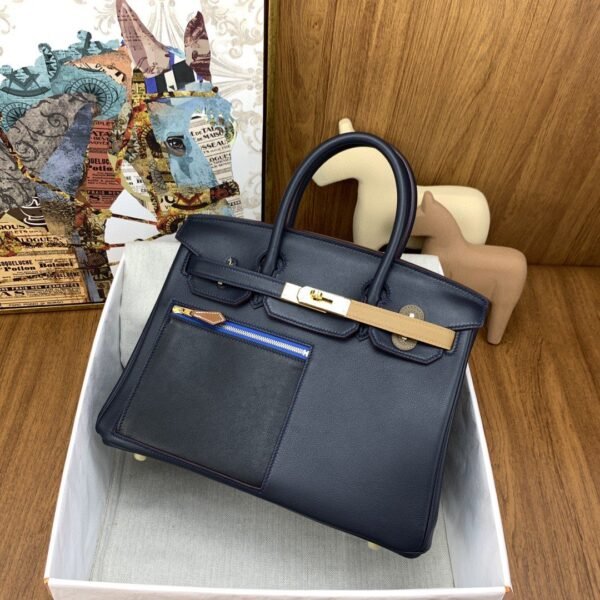 Hermes Birkin Colormatic Bag 30 Navy Blue, Gold Toned Hardware Bag For Women, Women’s Handbags, Shoulder Bags 11.8in/30cm - Image 7