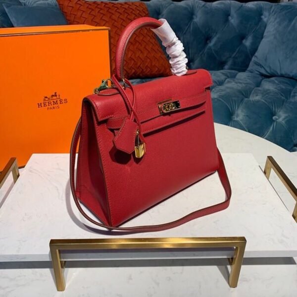 Hermes Kelly Tomate For Women Gold Toned Hardware 10in/25cm