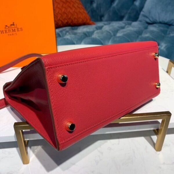 Hermes Kelly Tomate For Women Gold Toned Hardware 10in/25cm - Image 6