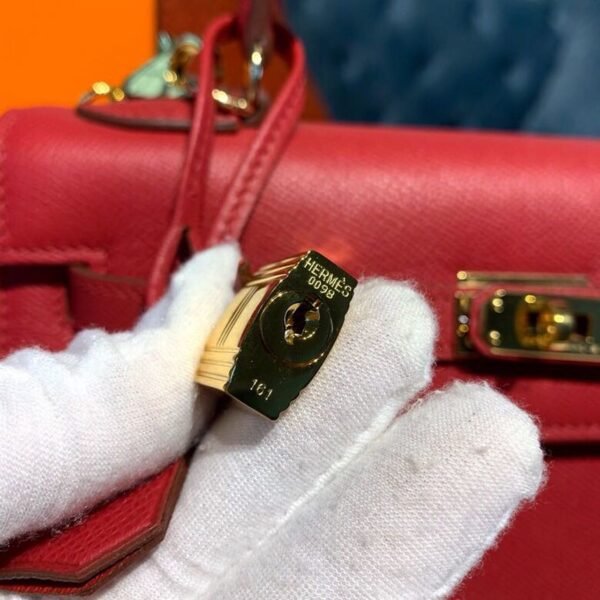 Hermes Kelly Tomate For Women Gold Toned Hardware 10in/25cm - Image 10