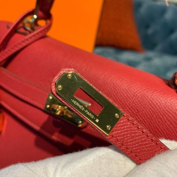 Hermes Kelly Tomate For Women Gold Toned Hardware 10in/25cm - Image 11