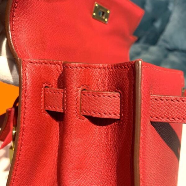 Hermes Kelly Tomate For Women Gold Toned Hardware 10in/25cm - Image 12
