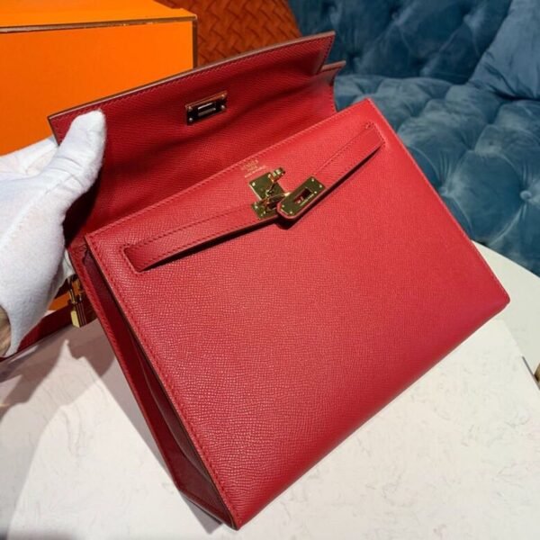 Hermes Kelly Tomate For Women Gold Toned Hardware 10in/25cm - Image 14