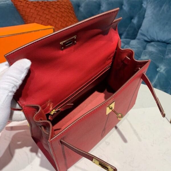 Hermes Kelly Tomate For Women Gold Toned Hardware 10in/25cm - Image 13