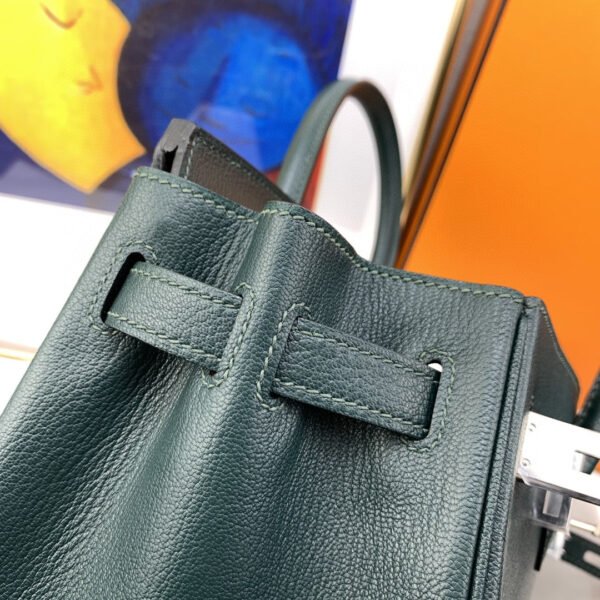 Hermes Birkin Nata Swift Dark Green For Women Silver Toned Hardware 11.8in/30cm - Image 7