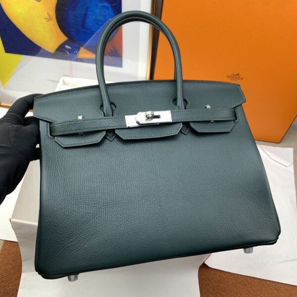 Hermes Birkin Nata Swift Dark Green For Women Silver Toned Hardware 11.8in/30cm - Image 8