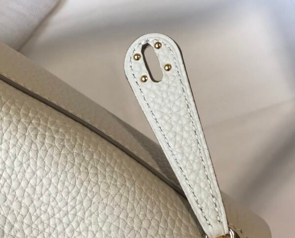 Hermes Lindy Mini White Togo Bag With Gold Hardware For Women, Women’s Handbags, Shoulder And Crossbody Bags 7.5in/19cm - Image 6