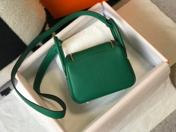Hermes Lindy Mini Clemence Bag Green For Women, Women’s Handbags, Shoulder And Crossbody Bags 7.5in/19cm - Image 2