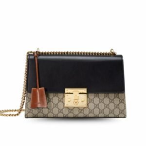 Gucci Padlock Medium GG Shoulder Bag Beige/Ebony Supreme Canvas For Women, Women's Handbags, Crossbody Bags 12in/30cm