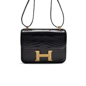 Hermes Constance 23 Pattern Crocodile Black For Women, Women’s Handbags, Shoulder Bag 9in/23cm