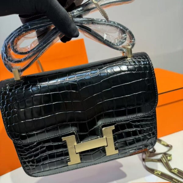 Hermes Constance 23 Pattern Crocodile Black For Women, Women’s Handbags, Shoulder Bag 9in/23cm - Image 3