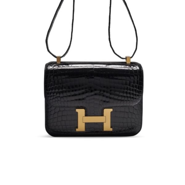 Hermes Constance 23 Pattern Crocodile Black For Women, Women’s Handbags, Shoulder Bag 9in/23cm