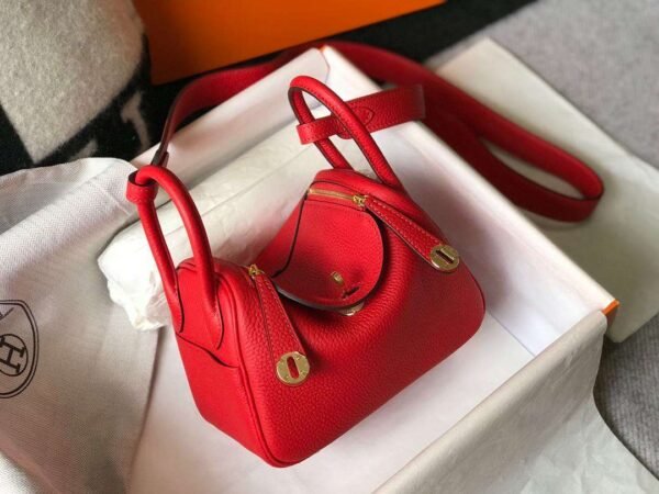 Hermes Lindy Mini Red For Women 19cm / 7.4in - Image 3