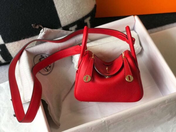 Hermes Lindy Mini Red For Women 19cm / 7.4in - Image 7