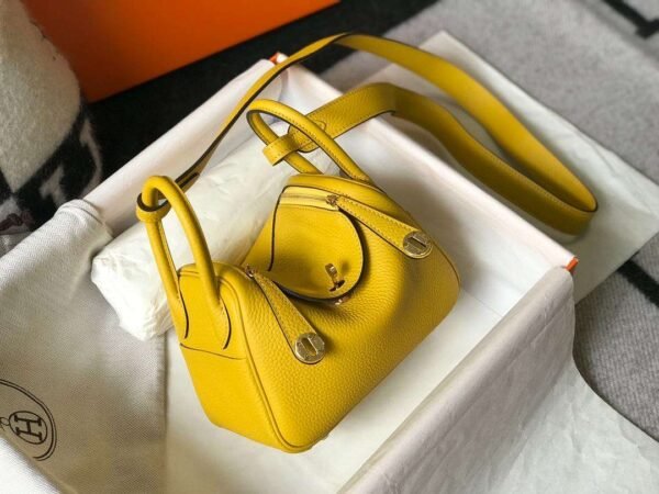 Hermes Lindy Mini Yellow For Women 19cm / 7.4in - Image 12