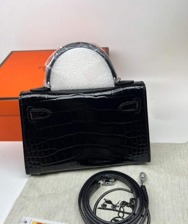 Hermes Mini Kelly 19 Black Silver Toned Hardware Bag For Women, Women’s Handbags, Shoulder Bags 7.5in/19cm - Image 4