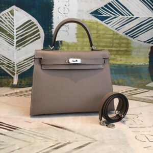 Hermes Kelly 25 Sellier Epsom Gris Asphalt Bag For Women Silver Toned Hardware, Women’s Handbags, Shoulder Bags 10in/25cm