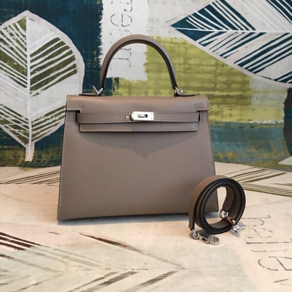 Hermes Kelly 25 Sellier Epsom Gris Asphalt Bag For Women Silver Toned Hardware, Women’s Handbags, Shoulder Bags 10in/25cm