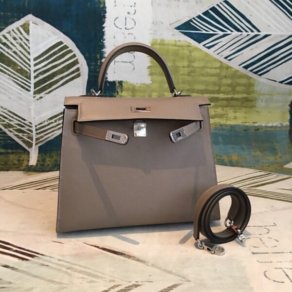 Hermes Kelly 25 Sellier Epsom Gris Asphalt Bag For Women Silver Toned Hardware, Women’s Handbags, Shoulder Bags 10in/25cm - Image 7