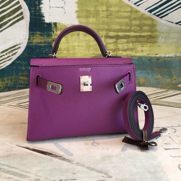 Hermes Mini Kelly Violet For Women Silver Toned Hardware 7.5in/19cm - Image 7