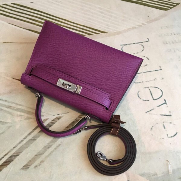 Hermes Mini Kelly Violet For Women Silver Toned Hardware 7.5in/19cm - Image 6