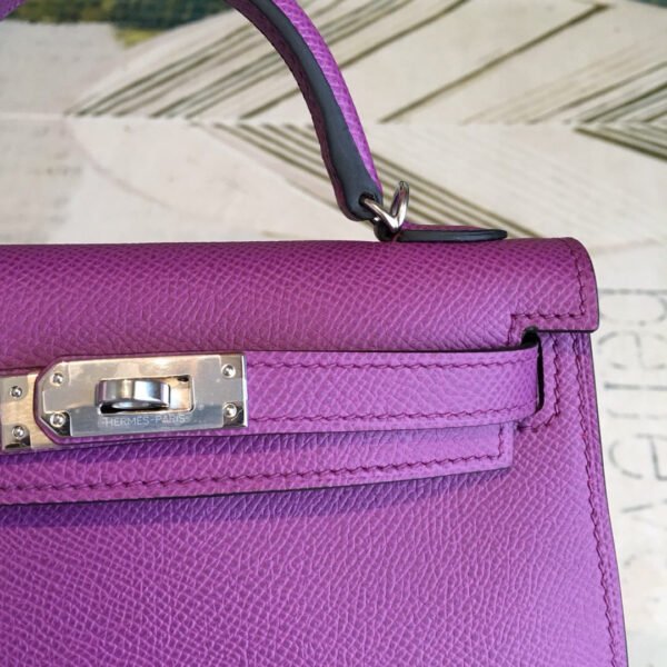 Hermes Mini Kelly Violet For Women Silver Toned Hardware 7.5in/19cm - Image 4