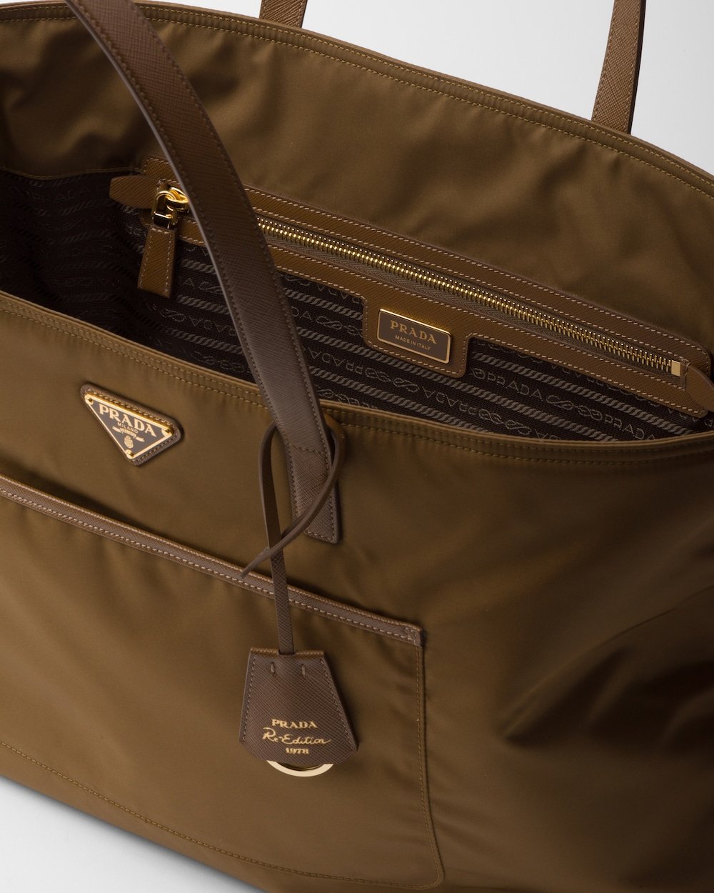 Prada Re-Edition 1978 Large Re-Nylon And Saffiano Tote Bag Beige For Women 16.9 Inches/ 43 Cm - Image 9