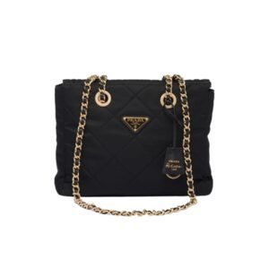 Prada Re-Edition 1995 Chaîne Re-Nylon Tote Black Bag For Women 25 Cm/ 9.8 Inches