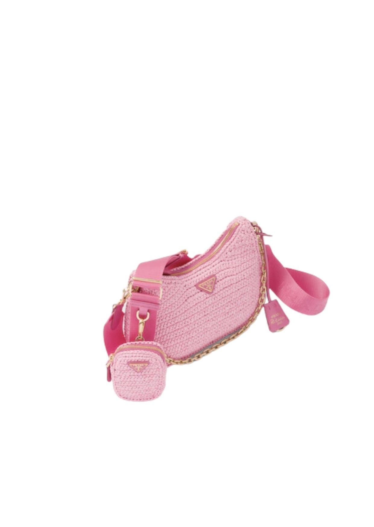 Prada Re-Edition 2005 Raffia Bag Pink For Women - Image 4