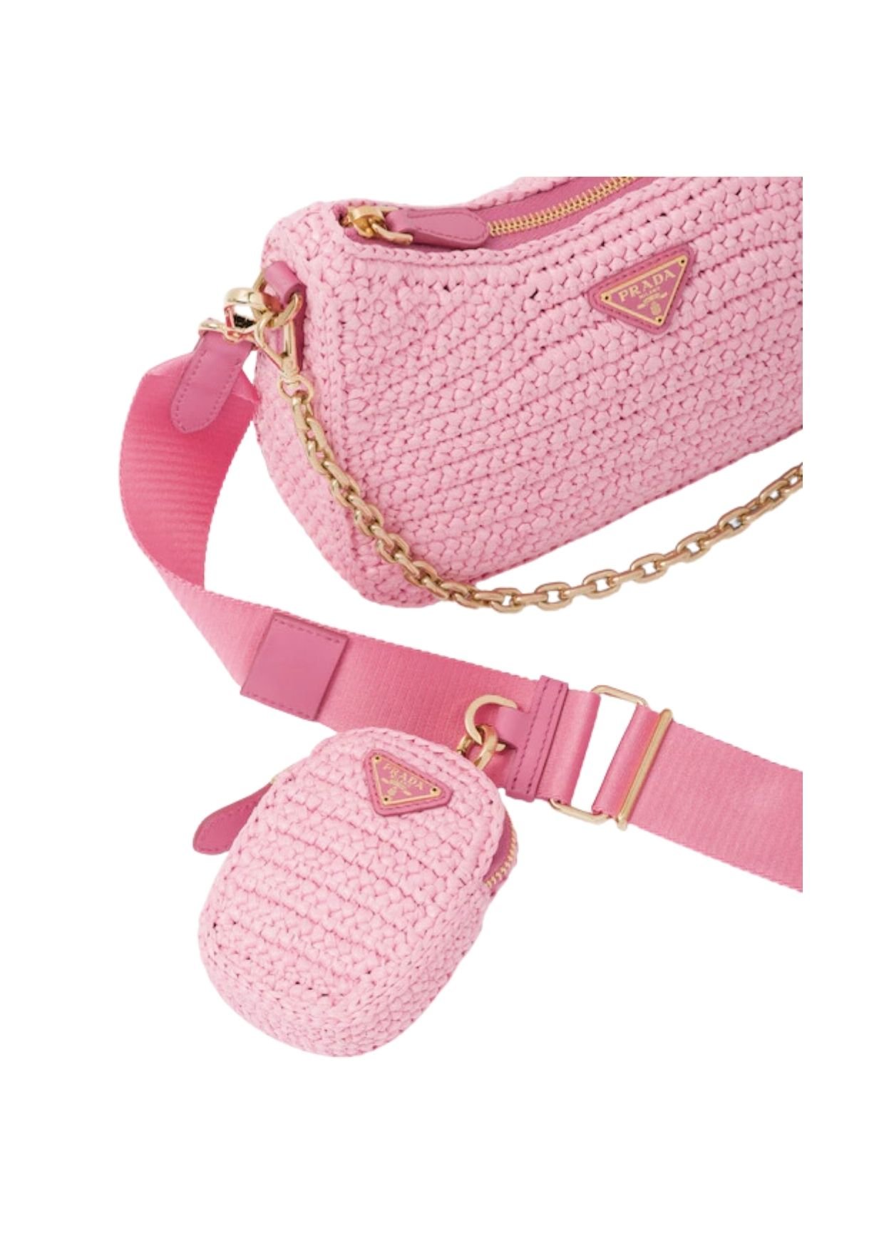 Prada Re-Edition 2005 Raffia Bag Pink For Women - Image 2