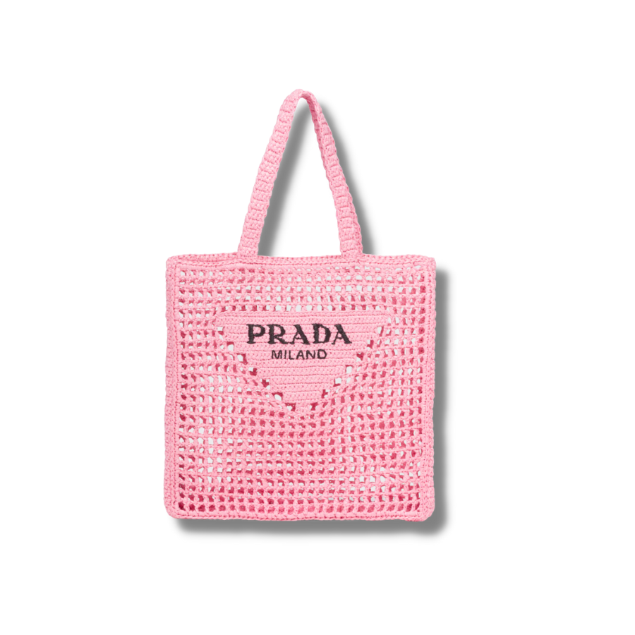 Prada Raffia Tote Bag Petal Pink For Women