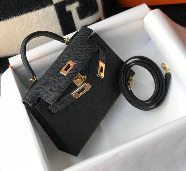 Hermes Mini Kelly 19 Sellier Epsom Black Bag For Women, Women’s Handbags, Shoulder Bags 7.5in/19cm - Image 9